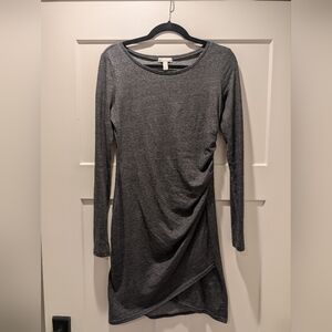 Melrose and Market Leith Ruched Body-con long sleeve dress (M - dark gray)